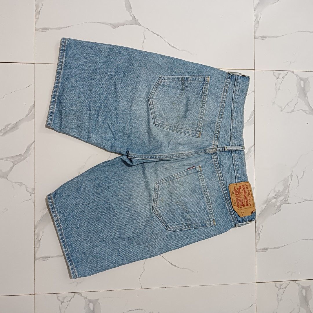 Levis 501 extended patch denim shorts washed blue (Category: Shorts) located in Cebu City. Submitted by bsidethrift (Listing ID 1468656259, Image 3). Description: orig 💯 32 waistline 19 length excellent condition.