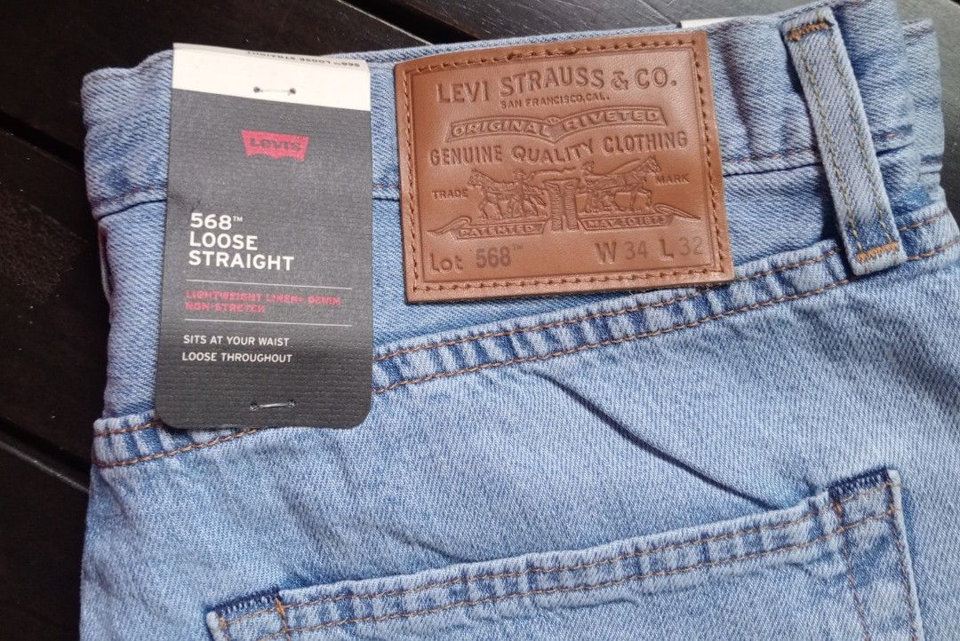 Levi's 568 (Category: Jeans) located in Quezon City. Submitted by wet_boots (Listing ID 1468546347, Image 2). Description: Levi's 568 Size 34x32 Brand new with tag ₱3,800+sf.