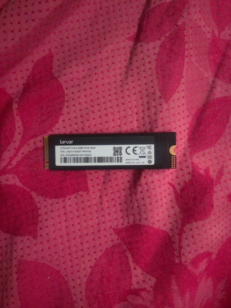 Lexar NQ710 2TB M.2 NVMe SSD (Category: Hard Disks & Thumbdrives) located in Mandaluyong City. Submitted by BudzTheGreat (Listing ID 1468524850, Image 2). Description: - Item: Lexar NQ710 2TB M.2 2280 NVMe SSD - Condition: used, with original blue packaging box - Source: Bought from DataBlitz on August 6, 2025 - Inclusions: Original store paper bag and receipt included for warranty - Performance: Fast storage upgrade for laptops and desktop PCs R