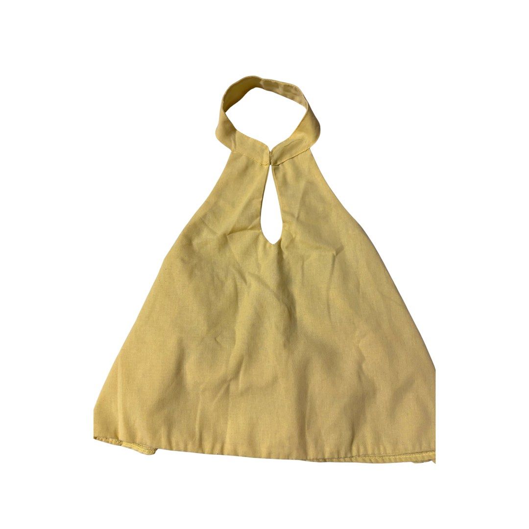 linen chinese collar backless top in yellow (Category: Sleeveless) located in Cainta. Submitted by e11ise (Listing ID 1468580354, Image 1). Description: size: sx-s bust: 30-36in waist: 22-28in cotton linen rfs: yellow washes me out .