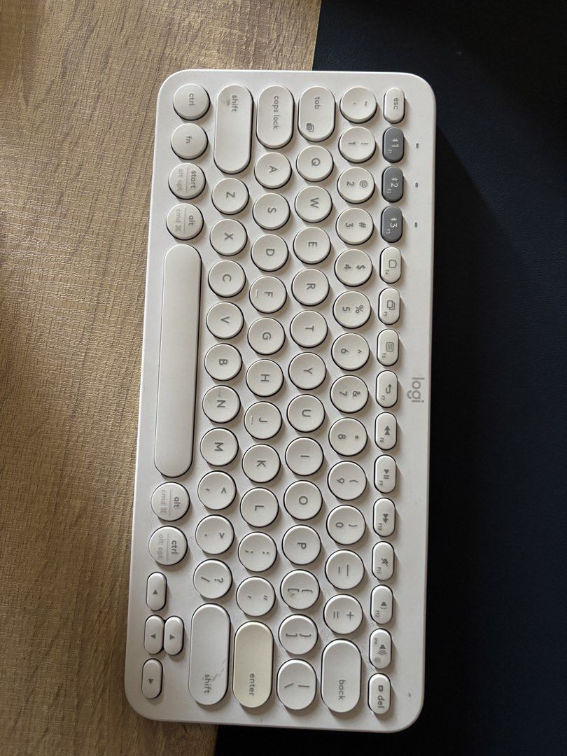 Logitech K380 Bluetooth Keyboard White (Category: Computer Keyboard) located in Imus. Submitted by joeybzn (Listing ID 1468561840, Image 1). Description: - Model: Logitech K380 Wireless Keyboard - Color: Aesthetic Off-White - Connectivity: Smooth multi-device Bluetooth pairing with easy-switch buttons - Design: Compact layout with unique round keys, highly portable for laptop bags - Power: Battery-operated (AAA batteries required) - Condition: Ex