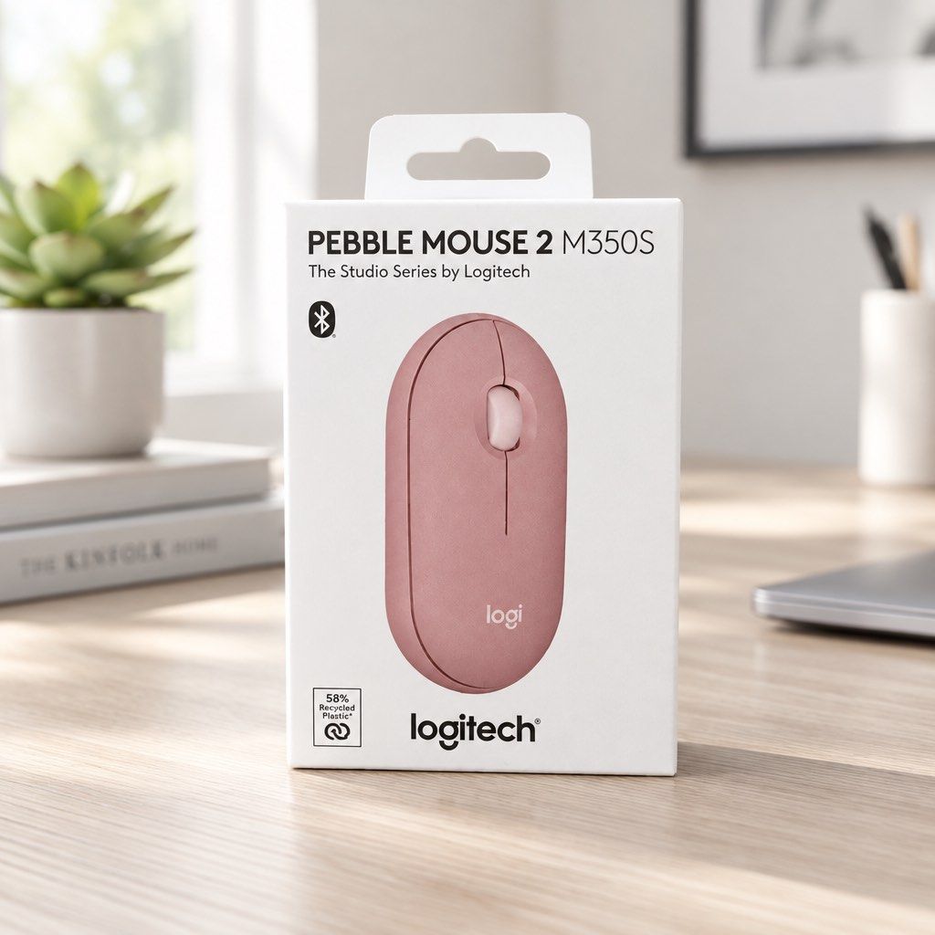 Logitech Pebble Mouse 2 M350S Rose (Category: Mouse & Mousepads) located in Quezon City. Submitted by tinskizarsari (Listing ID 1468559160, Image 1). Description: - Model: Logitech Pebble Mouse 2 M350S - Color: Rose Pink - Condition: Brand new, still sealed in original retail box - Connectivity: Wireless Bluetooth - Design: Slim and portable, easy to toss in your bag for work or school - Eco-Friendly: Made with recycled plastic.