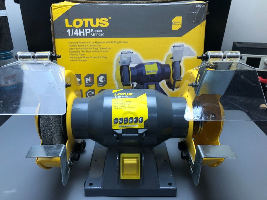 Lotus Bench Grinder (Category: Construction Tools & Equipment) located in Las Pinas. Submitted by nekomiko1989 (Listing ID 1468555342, Image 1). Description: Lotus Bench Grinder used only few times bago bago pa with box manual quality build 1 grinding stone only original price 2,560 Location: Laspinas City pwede meetup near Laspinas City .