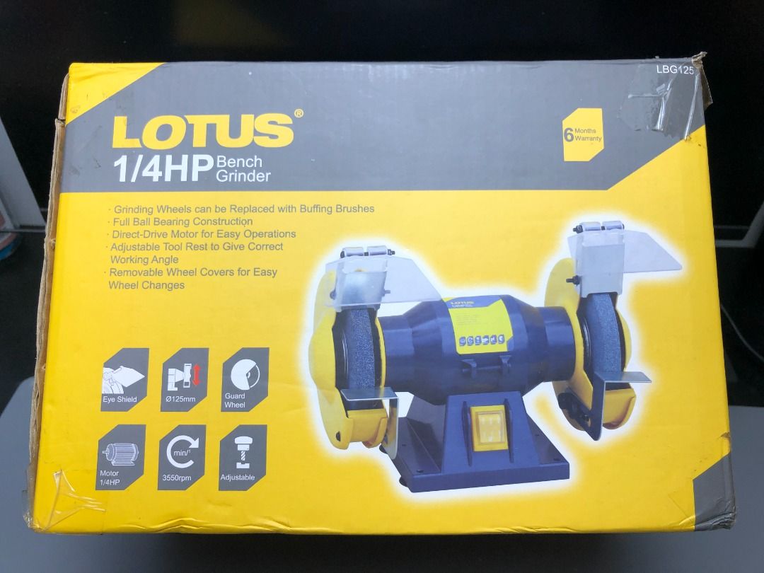 Lotus Bench Grinder (Category: Construction Tools & Equipment) located in Las Pinas. Submitted by nekomiko1989 (Listing ID 1468555342, Image 3). Description: Lotus Bench Grinder used only few times bago bago pa with box manual quality build 1 grinding stone only original price 2,560 Location: Laspinas City pwede meetup near Laspinas City .