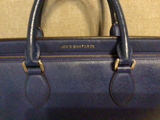 Louise Quatorze Preloved Bag (Category: Luxury Bags & Wallets) located in Quezon City. Submitted by margas_essentials (Listing ID 1468507000, Image 3). Description: Louise Quatorze 2-Way Bag Original Sling Strap Guaranteed Original Dark Blue in Color Semi Large Size Safiano Leather Gold Hardware Hologram Lining Clean inside out With signs of use but very tolerable (see last 5 photos) Payment first before shipping Payment via fund transfer to my b