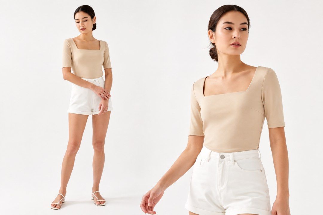 Love Bonito Tegan Fitted Square Neck Top (Category: Blouses) located in Manila. Submitted by hellothere2012 (Listing ID 1468711702, Image 1). Description: Need wash only An essential so versatile and sleek. High stretch for a slightly relaxed fit. Flattering square neckline. Half-sleeve. Model A is 174cm tall, a UK6/8, wears Size S..