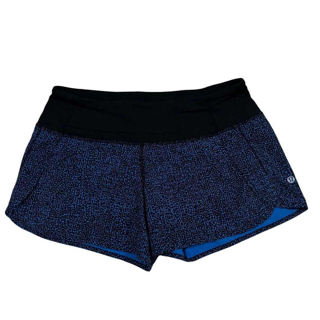 Lululemon Athletic Shorts Blue Patterned (Category: Shorts) located in Cagayan de Oro. Submitted by lootfindzzzz (Listing ID 1468617744, Image 1). Description: - Brand: Lululemon - Design: Black and blue speckled pattern with bright blue inner lining - Features: Wide black waistband, small reflective logo on the right hem - Ideal for: Running, gym workouts, yoga, and everyday activewear - Material: Lightweight, breathable, and comfortable fabric 