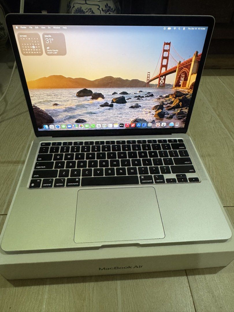 MacBook Air M1 Complete package (Category: Laptops & Notebooks) located in Manila. Submitted by jondoesthis (Listing ID 1468708252, Image 1). Description: MACBOOK AIR M1 ₱24,000 FIXED NA PO WAG NA MAGCHAT IF TATAWAD PA THANK YOU • Apple M1 Chip • 8GB Unified Memory • 256GB SSD Storage • Battery Health: 82% • Battery Cycle Count: 417 • PP/A Philippines Variant ✔️ All functions working ✔️ Super minor cosmetic signs of usage (see all pics) ✔️ Origin