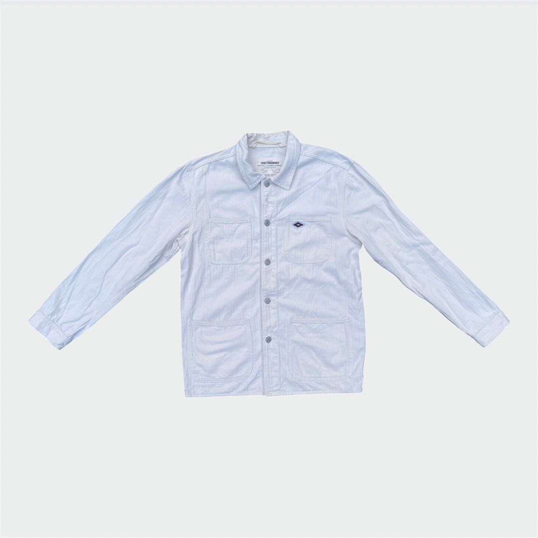 Maden HBT chore jacket (Category: Coats, Jackets and Outerwear) located in Calamba. Submitted by juan_jawnz (Listing ID 1468627576, Image 1). Description: Maden Craftsmanship chore jacket, cream white HBT pattern. Very very nice and sexy in real life. 1,450PHP Length- 28 inches Width- 21 inches Shoulders- 19 inches Issues: Washable stain DM FOR MORE DETAILS! .