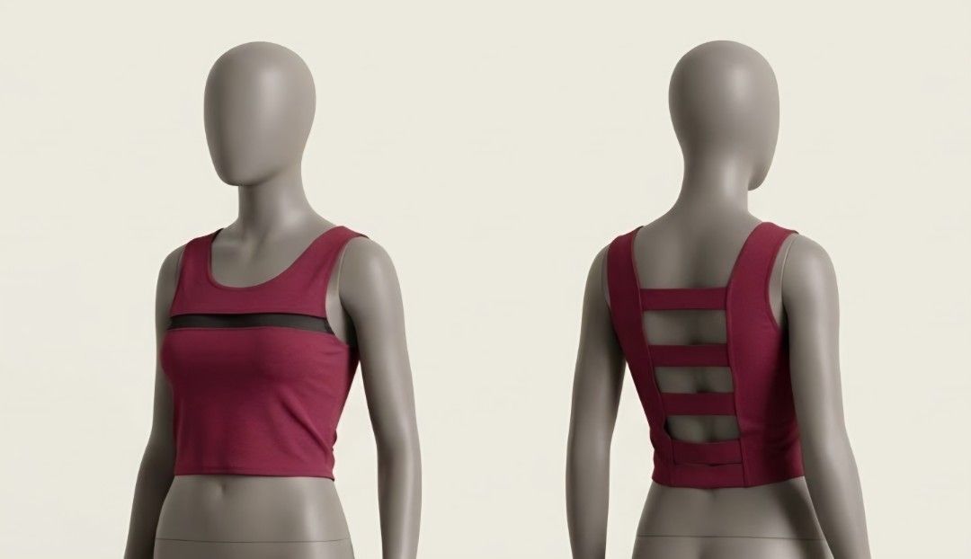 Maroon Crop Tank Top with Strappy Back and Mesh Panel (Category: Sleeveless) located in Manila. Submitted by _sj1204 (Listing ID 1468554242, Image 1). Description: - Color: Maroon - Style: Crop tank top with scoop neckline - Design: Sheer mesh stripe on the chest and trendy multi-strap cut-out back - Material: Stretchy, comfortable fabric - Best for: Casual days - Size: XS to S .