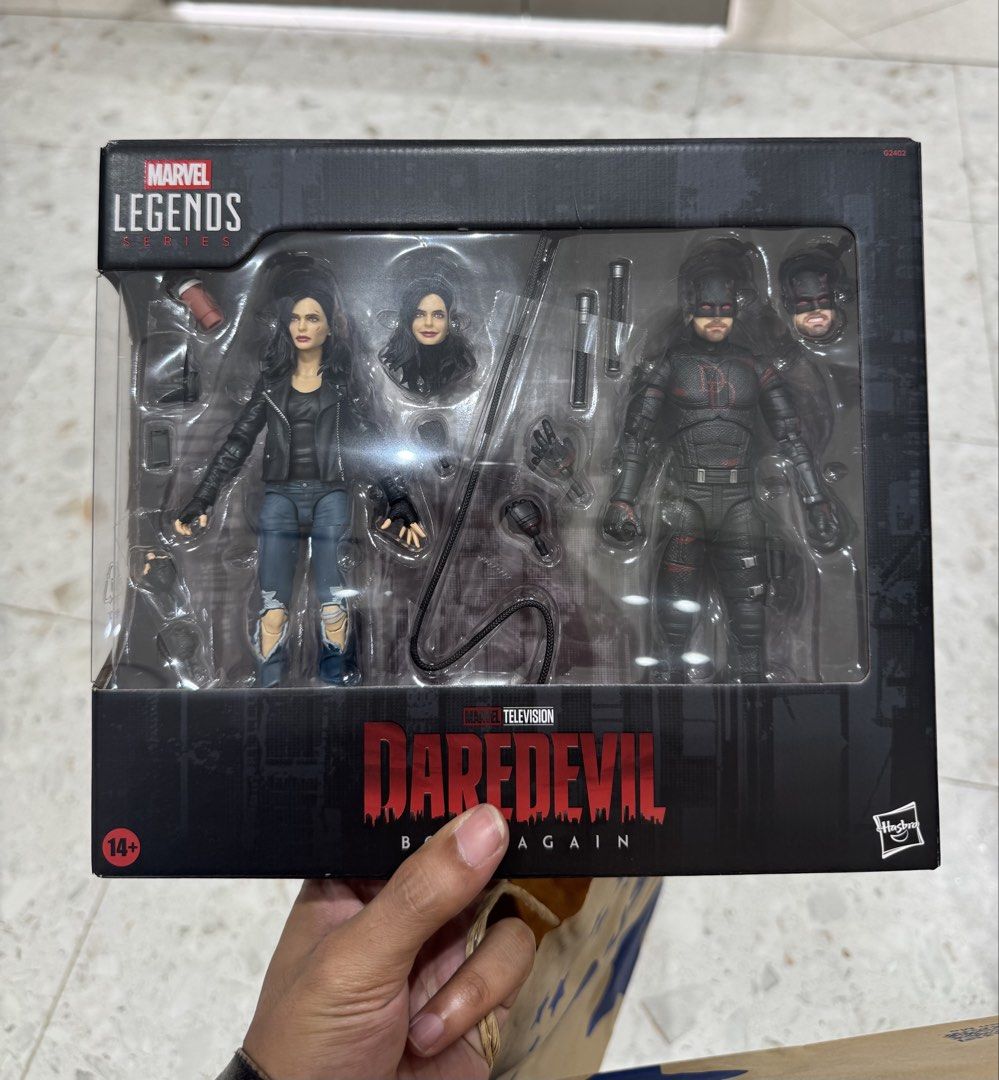 Marvel Legends Series Daredevil Born Again Action Figure Set (Category: Figurines & Statues) located in Quezon City. Submitted by mvdelgado (Listing ID 1468614195, Image 1). Description: - Hasbro Marvel Legends Series action figure 2-pack featuring Daredevil and Jessica Jones - Includes multiple interchangeable heads and hands for dynamic posing - Comes with iconic accessories: billy clubs and a coffee cup - Original collector release by Marvel T