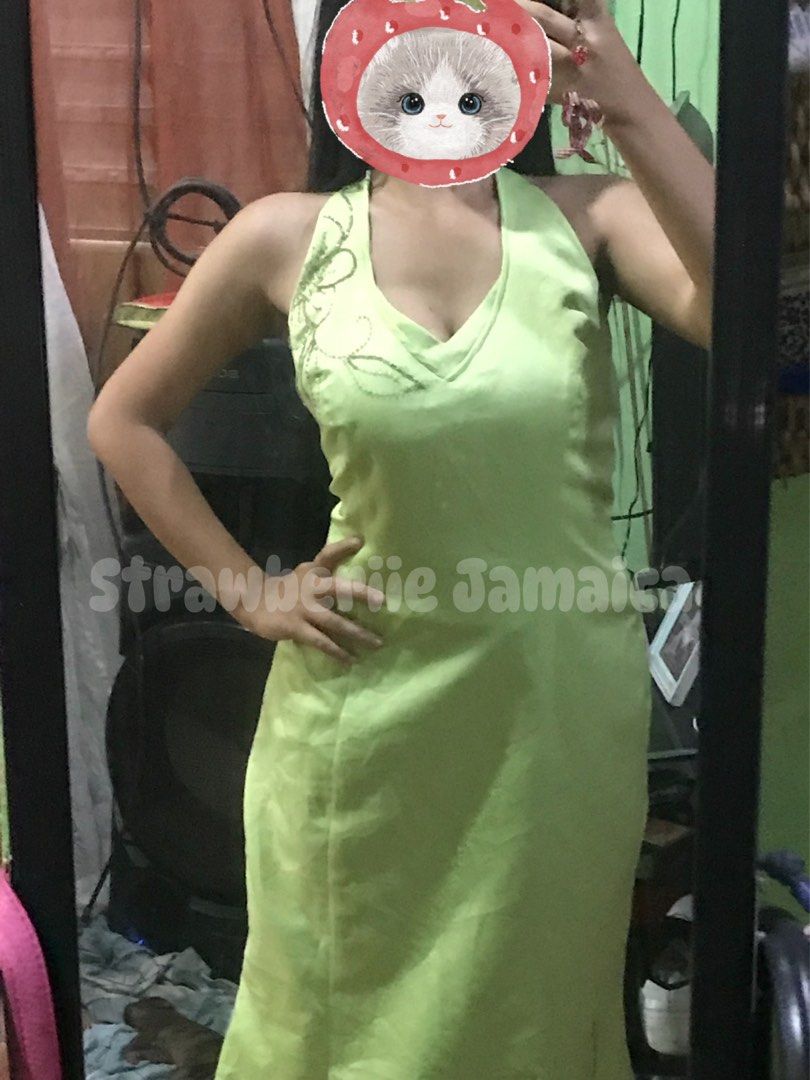 Masquerade Lime green halter long dress (Category: Dresses) located in Manila. Submitted by strawberrieaudr3y (Listing ID 1468708422, Image 3). Description: -Length: 57. 5 inch from halter to bottom - Color: Vibrant lime green -Clip-tie halter - Style: Floor-length evening gown / long halter dress .