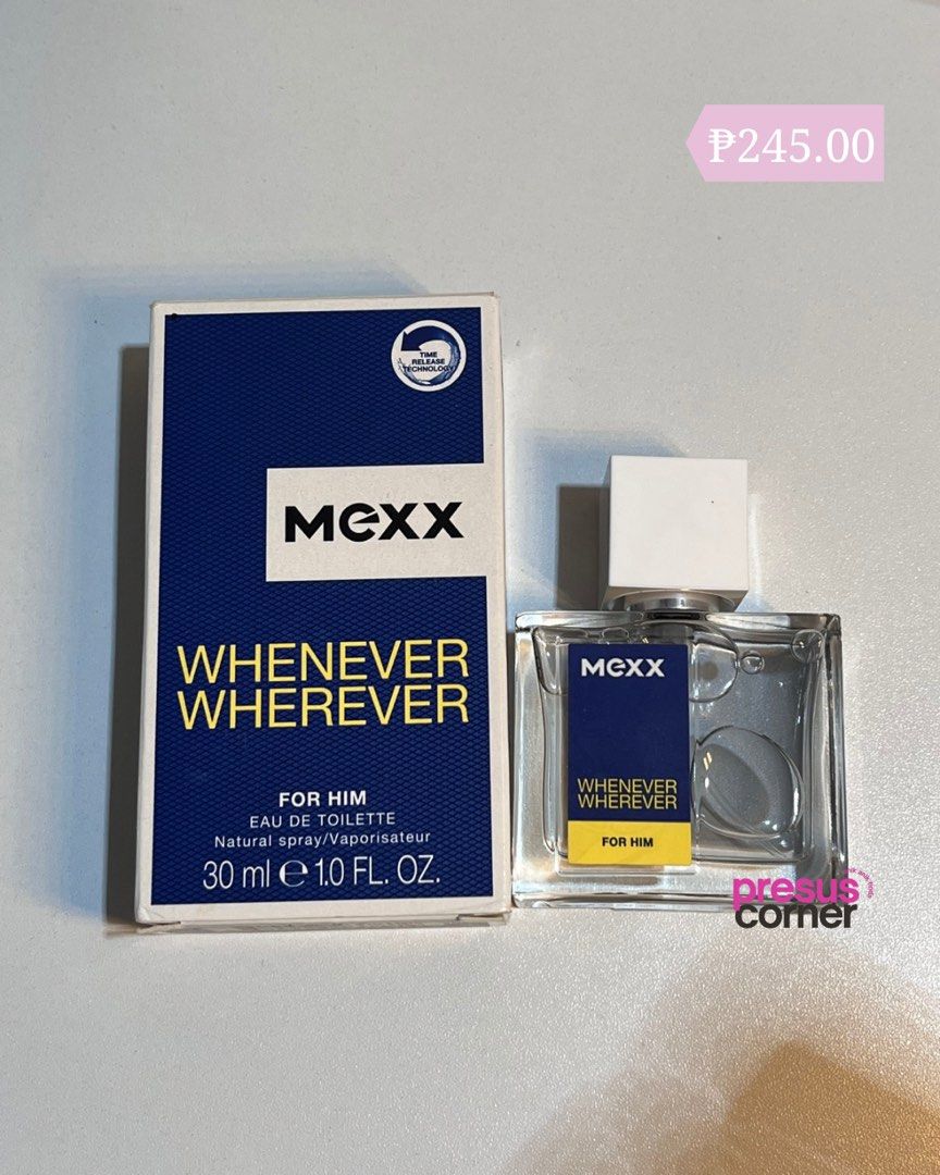 Mexx Whenever Wherever For Him EDT 30ml (Category: Fragrance & Deodorants) located in San Mateo. Submitted by preciousguardiano (Listing ID 1468644244, Image 2). Description: Mexx Whenever Wherever For Him EDT 30ml • ₱250 each 📍 San Mateo, Rizal MOD: J&T Express (Nationwide) | Lalamove Pick-up: Available 📌 Shop Policies: * STRICTLY PAYMENT FIRST * NO rush orders * NO cancellation of orders * NO refund 📌 Please note that the actual color may va