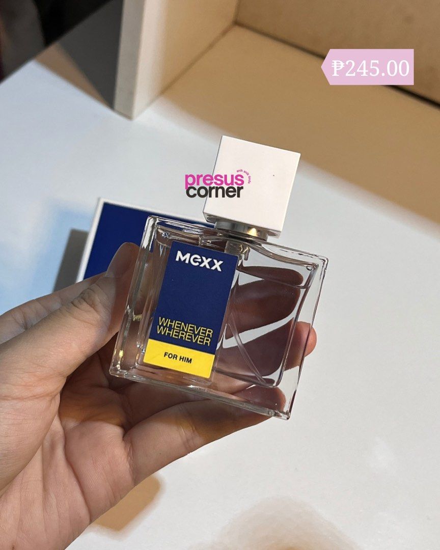 Mexx Whenever Wherever For Him EDT 30ml (Category: Fragrance & Deodorants) located in San Mateo. Submitted by preciousguardiano (Listing ID 1468644244, Image 1). Description: Mexx Whenever Wherever For Him EDT 30ml • ₱250 each 📍 San Mateo, Rizal MOD: J&T Express (Nationwide) | Lalamove Pick-up: Available 📌 Shop Policies: * STRICTLY PAYMENT FIRST * NO rush orders * NO cancellation of orders * NO refund 📌 Please note that the actual color may va