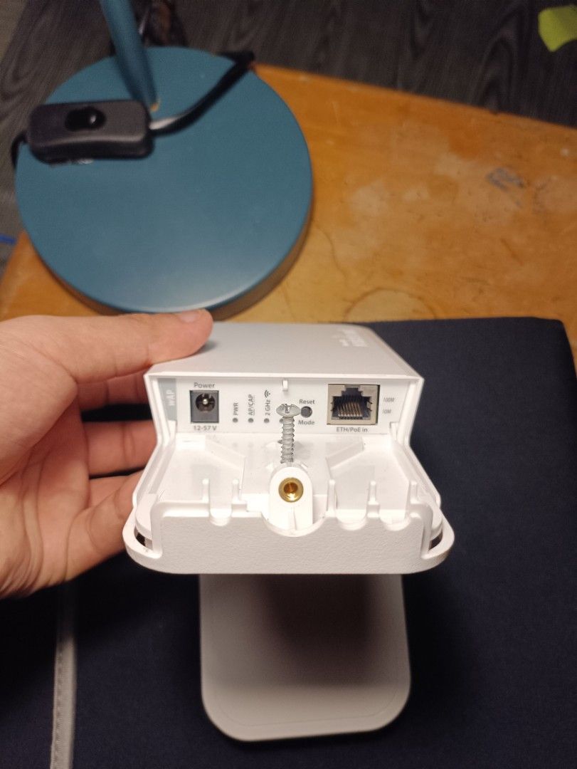Mikrotik RBwAP2nD wAP Routerboard unit (Category: Networking) located in Aroroy. Submitted by sellstuffifound (Listing ID 1468678110, Image 2). Description: Model: Mikrotik Routerboard RBwAP2nD Specs: -One 10/100 Mbps Ethernet port and Wi-Fi 4 (802.11b/g/n) dual-chain wireless. -Supports passive PoE-in (11–57 V) and standard 802.3af/at -QCA9533 650 MHz processor with 64 MB of RAM and 16 MB flash storage no box or any accessories included power wo