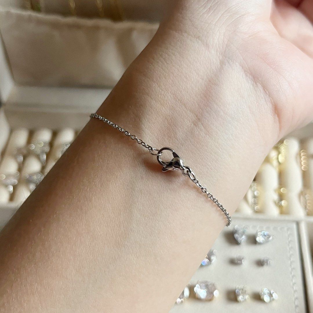 MOISSANITE BRACELET (Category: Bracelets) located in Talavera. Submitted by curatedbykhy (Listing ID 1468555046, Image 3). Description: Authentic Moissanite stone (no cert but guaranteed can pass tester) — stainless steel setting (non tarnish and hypo-allergenic) — can fit size 6.5-7.5”.