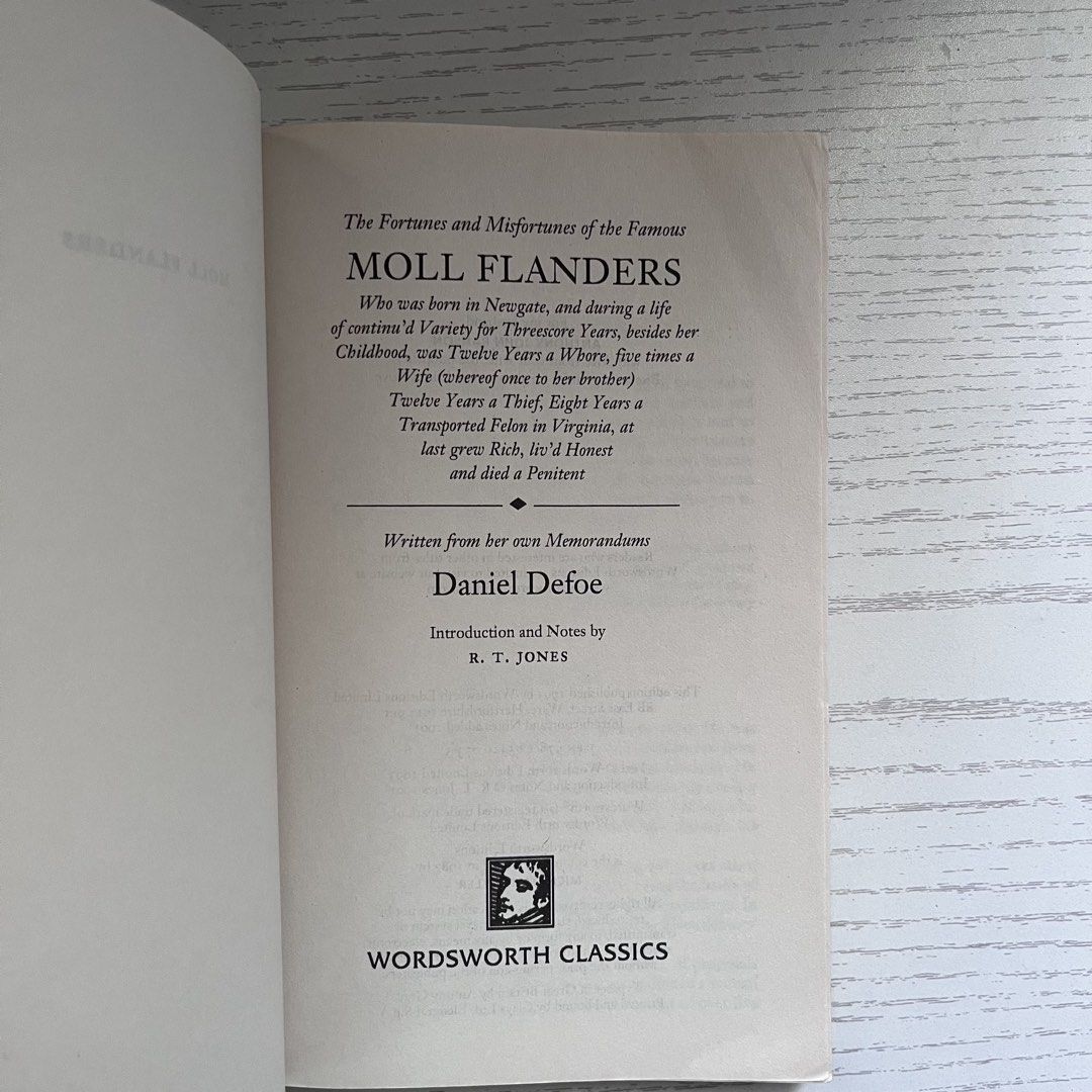Moll Flanders by Daniel Defoe Wordsworth Classics Paperback (Category: Storybooks) located in Paranaque City. Submitted by ethelcain (Listing ID 1468524914, Image 2). Description: has front cover and back cover flaws. classic. readable and intact pages. loc: Parañaque/Manila mod: Lalamove/J&T mop : Maya + sf.
