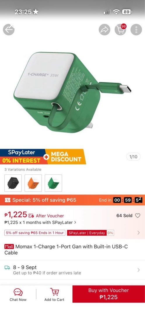 Momax 35w type c charger (Category: Chargers) located in Quezon City. Submitted by hellokathy2026 (Listing ID 1468670088, Image 2). Description: Purchased in Beyond the Box Glorietta RFS: extra charger.