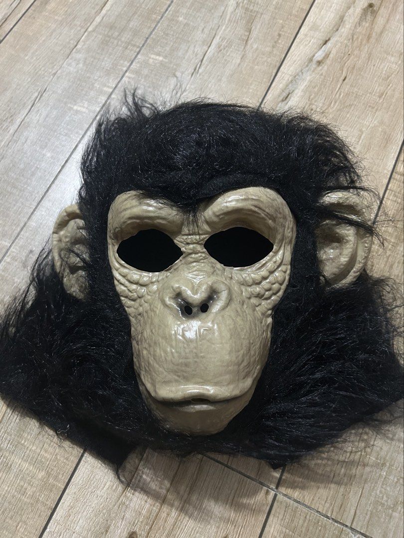 Monkey Chimp Gorilla Mask Costume Full Head Hair (Category: Coats, Jackets and Outerwear) located in Paranaque City. Submitted by zac.sei (Listing ID 1468583391, Image 1). Description: - Realistic ape mask with detailed sculpted face and skin texture - Thick black faux fur covering the back and sides - Built-in eye cutouts for clear visibility - Foam padding on the forehead for comfortable wear - Perfect for costume parties, Halloween, and events