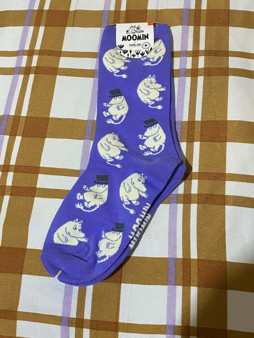 Moomin x Nvrland Purple Socks (Category: Socks & Tights) located in Iba. Submitted by yunqiz (Listing ID 1468571175, Image 1). Description: S/M.