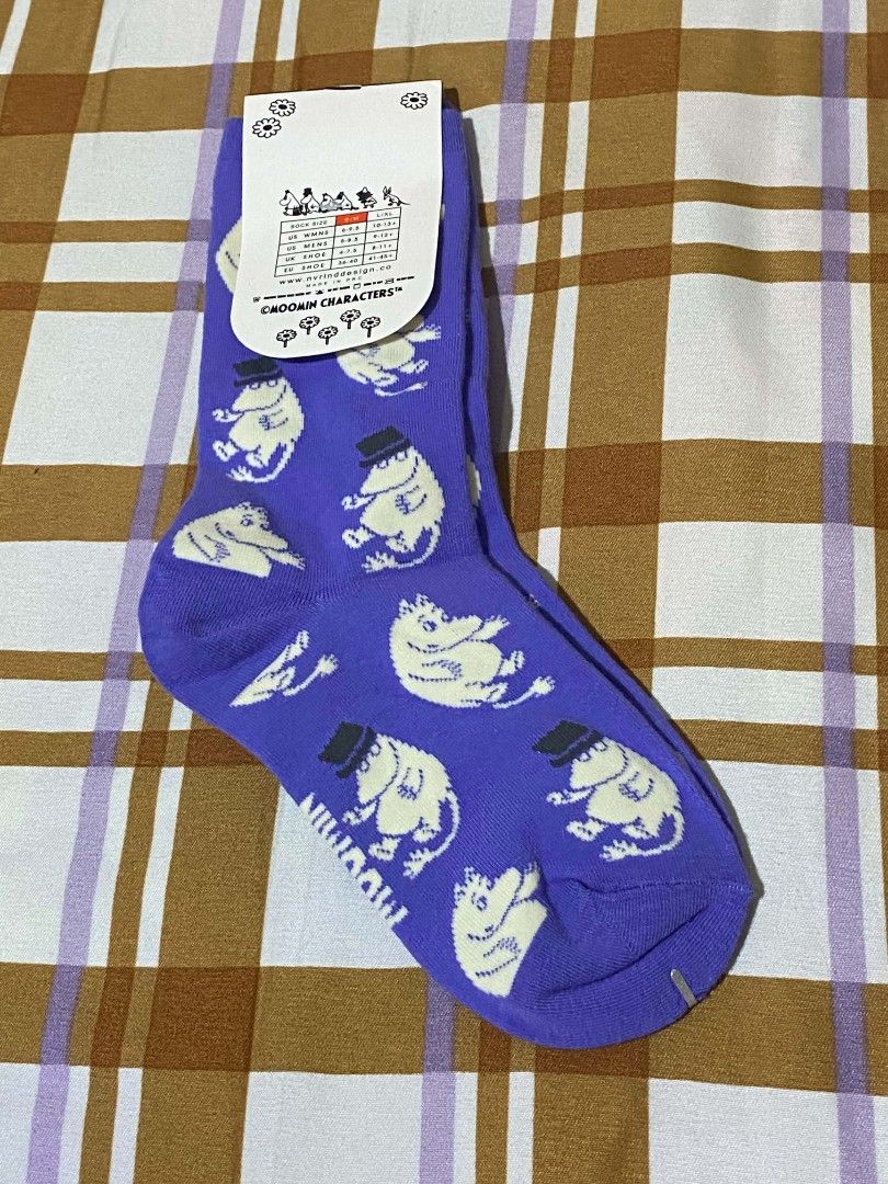 Moomin x Nvrland Purple Socks (Category: Socks & Tights) located in Iba. Submitted by yunqiz (Listing ID 1468571175, Image 2). Description: S/M.
