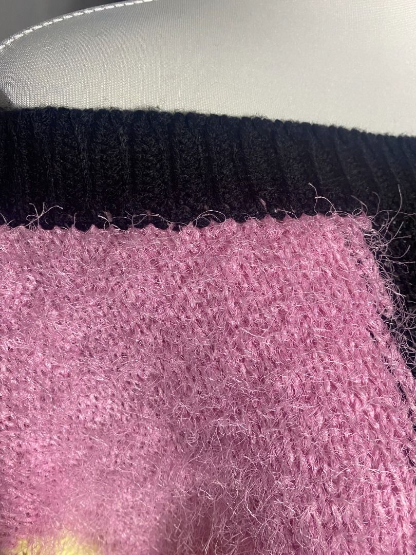 Multicolor off-the-shoulder patchwork knit sweater (Category: Longsleeves) located in Las Pinas. Submitted by ipickyou (Listing ID 1468676020, Image 3). Description: Unwashed Condition: 10/10 𝗠𝗲𝗮𝘀𝘂𝗿𝗲𝗺𝗲𝗻𝘁𝘀 𝘄𝗵𝗲𝗻 𝗹𝗮𝗶𝗱 𝗳𝗹𝗮𝘁: -Free Size -Armpit to armpit: 27 1/2” -Length: 24” .