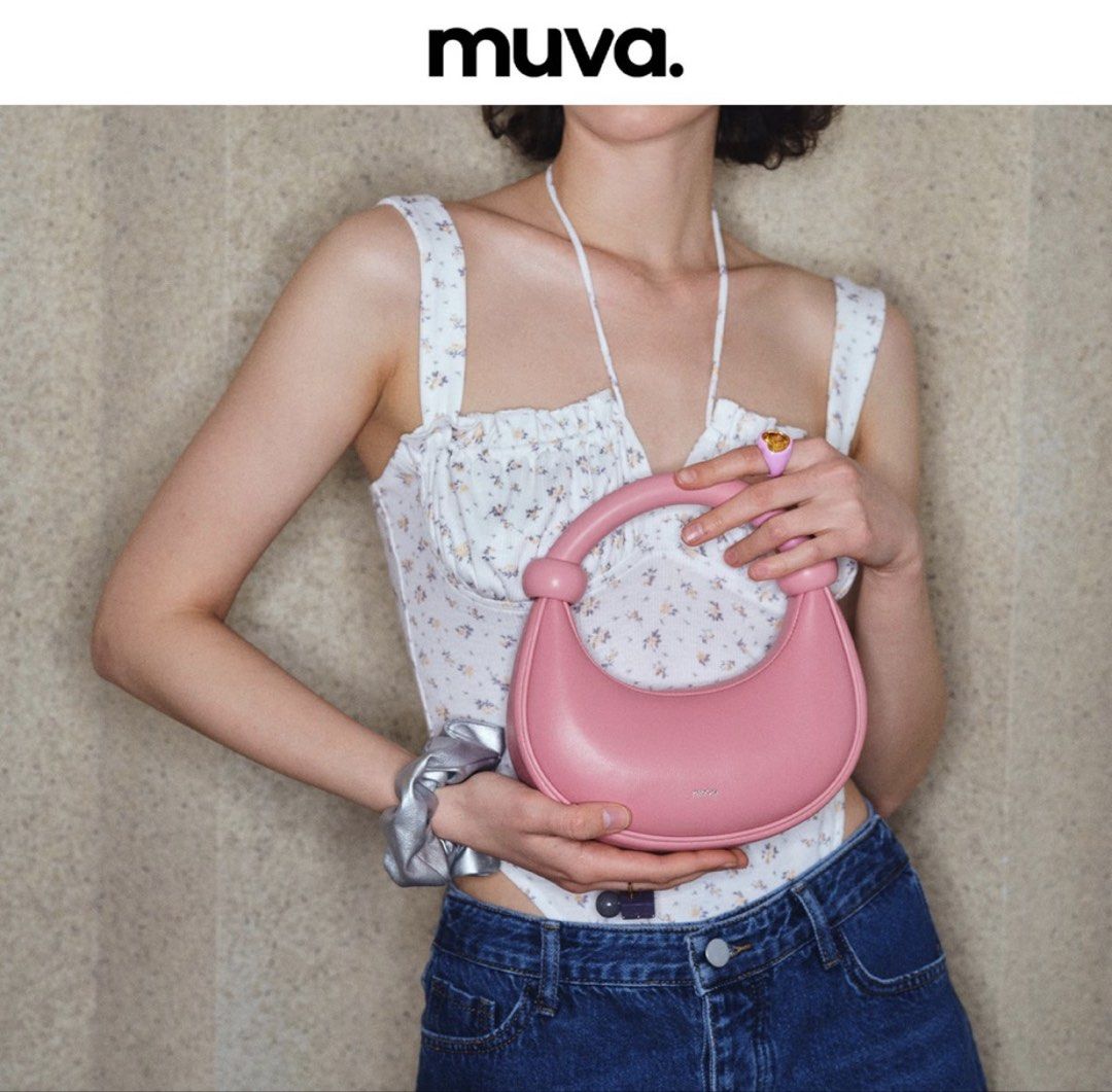 MUVA pink beaded crescent handbag (Category: Shoulder Bags) located in Makati City. Submitted by amarthas.closet (Listing ID 1468529157, Image 3). Description: Material: Cowhide Split Leather Texture: Cowhide Closing Method: Magnetic Buckle .