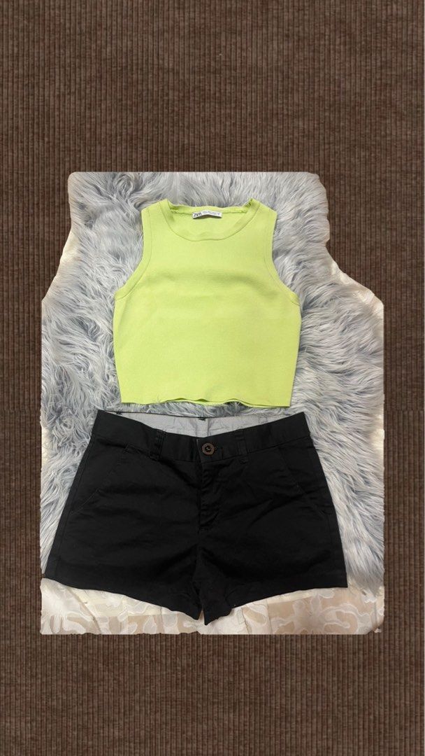 neon top with midwaist shorts (Category: Shorts) located in Mabalacat. Submitted by rareflower.82ac1f (Listing ID 1468628924, Image 1). Description: shorts size : 24 - 26.