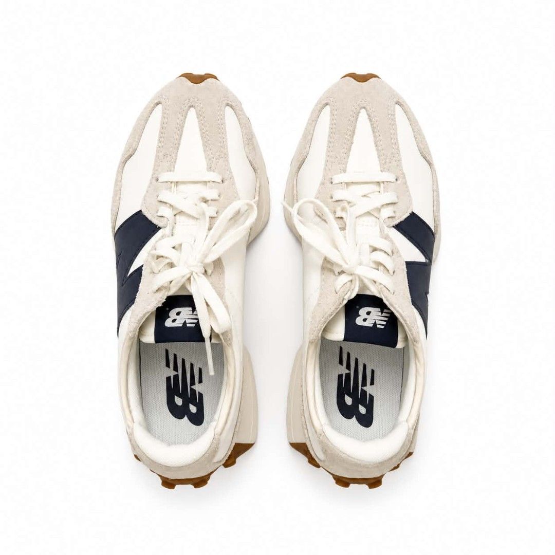 New Balance 327 Moonbeam (Category: Sneakers) located in Marikina City. Submitted by jemalynpdc77 (Listing ID 1468590589, Image 3). Description: - Brand: New Balance 327 - Colorway: Sea Salt and Navy - Size: US 7 - Condition: Worn once, practically brand new - Inclusion: Original box included - Reason for selling: Too loose - Flawless and super clean pair - Bought in Eastwood Mall.