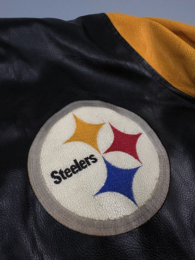 NFL GPACKERS (Category: Coats, Jackets and Outerwear) located in Manila. Submitted by _remyboyz (Listing ID 1468526709, Image 3). Description: NFL STEELERS FAUX LEATHER VARSITY JACKET SIZE XL 27x30 DIMES USED CONDITION.