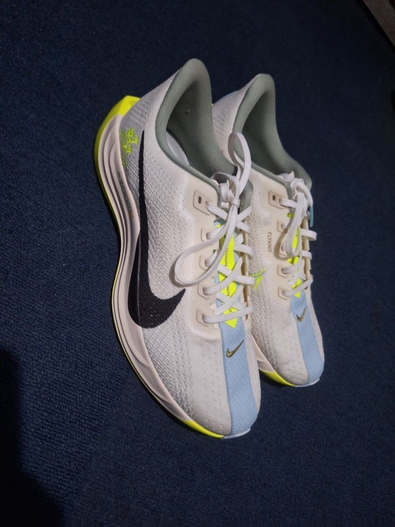Nike pegasus plus. Nego pa (Category: Sneakers) located in Manila. Submitted by adolphreyes645 (Listing ID 1468557278, Image 2). Description: - Brand: Nike - Type: Running / Training Shoes - Upper: Breathable Flyknit in white with a light blue center stripe - Design: Classic black swoosh with eye-catching neon yellow sole and heel accents - Laces: Clean white laces - Features: Ultra-lightweight construction, ideal for workouts or casual daily wea