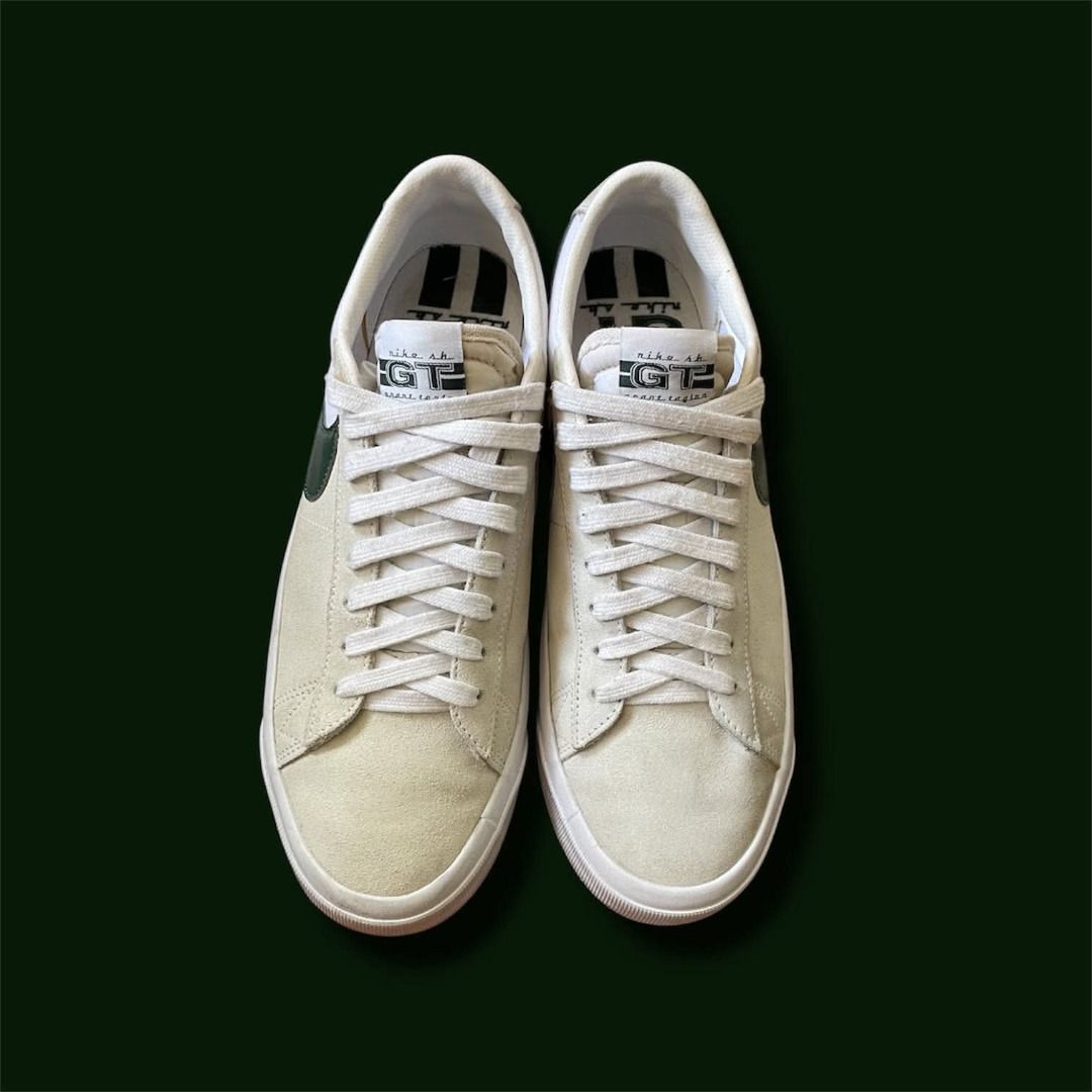 Nike SB Blazer Low Pro GT US 10.5 (Category: Sneakers) located in Imus. Submitted by jmolo67 (Listing ID 1468594836, Image 2). Description: - Brand: Nike SB Blazer Low Pro GT - Colorway: Cream canvas and suede with a dark green swoosh - Size: US 10.5 / UK 9.5 / EUR 44.5 - Style Code: DC7695-102 - Condition: Worn twice only, very clean uppers and soles - Inclusions: Replacement box used for storage (original box not included).