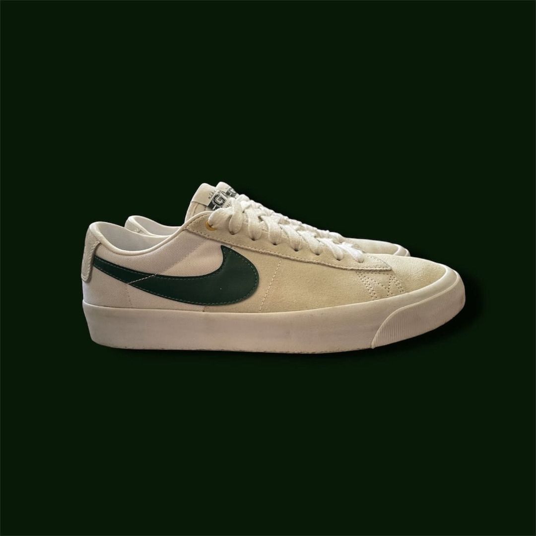 Nike SB Blazer Low Pro GT US 10.5 (Category: Sneakers) located in Imus. Submitted by jmolo67 (Listing ID 1468594836, Image 3). Description: - Brand: Nike SB Blazer Low Pro GT - Colorway: Cream canvas and suede with a dark green swoosh - Size: US 10.5 / UK 9.5 / EUR 44.5 - Style Code: DC7695-102 - Condition: Worn twice only, very clean uppers and soles - Inclusions: Replacement box used for storage (original box not included).