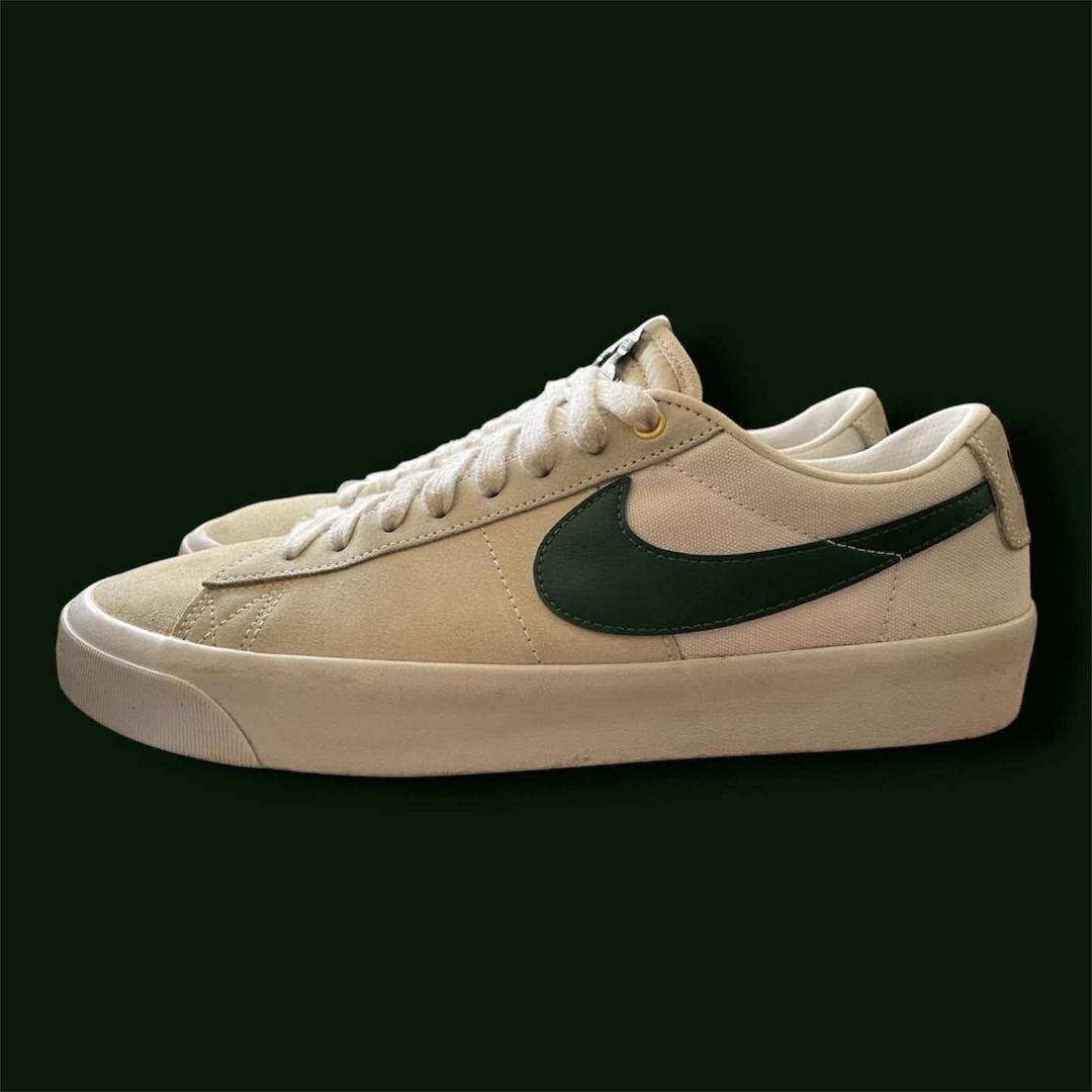 Nike SB Blazer Low Pro GT US 10.5 (Category: Sneakers) located in Imus. Submitted by jmolo67 (Listing ID 1468594836, Image 1). Description: - Brand: Nike SB Blazer Low Pro GT - Colorway: Cream canvas and suede with a dark green swoosh - Size: US 10.5 / UK 9.5 / EUR 44.5 - Style Code: DC7695-102 - Condition: Worn twice only, very clean uppers and soles - Inclusions: Replacement box used for storage (original box not included).