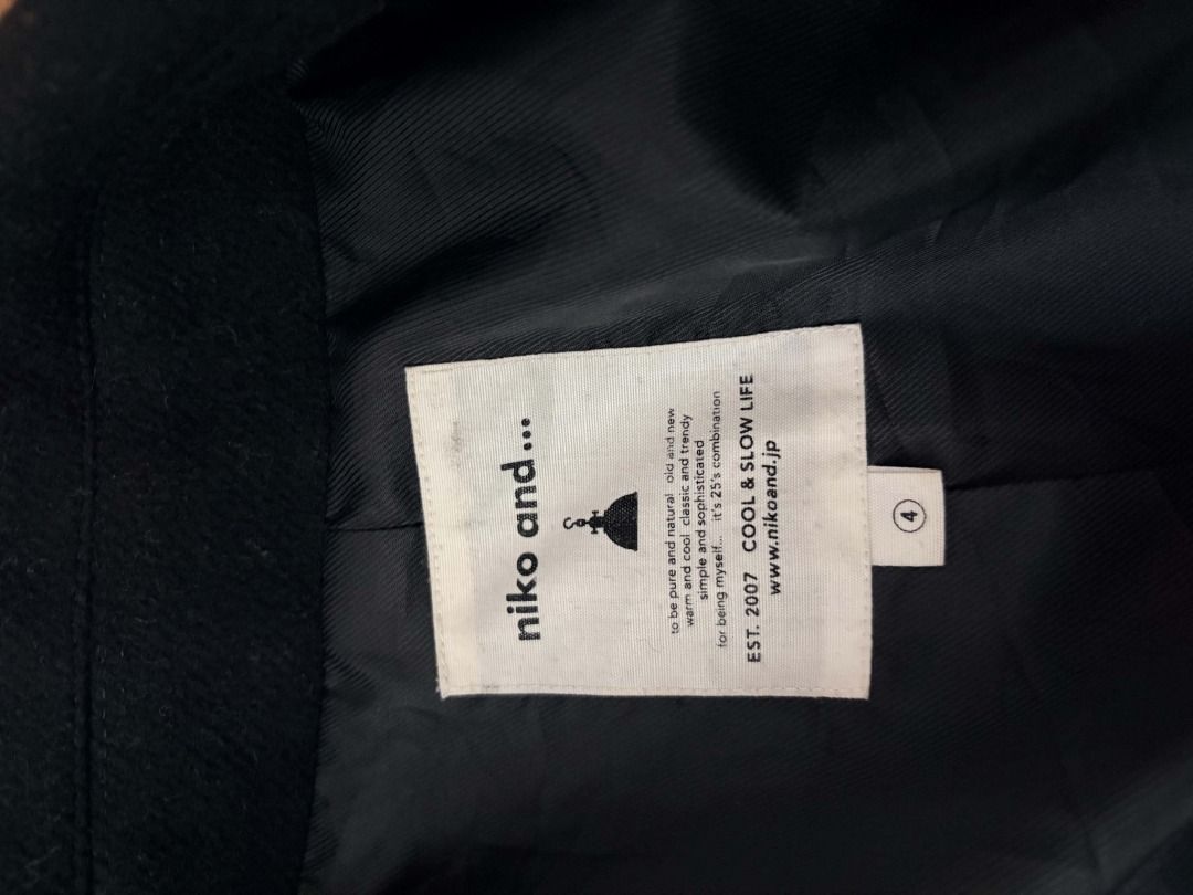 Niko And Merino Blend Coat (Category: Coats, Jackets and Outerwear) located in Pasig City. Submitted by shopsmart.mnl (Listing ID 1468684256, Image 3). Description: Looks new Worn once bought in JP Size 4 which is Large Length 41” Width 23” laid flas (46”).
