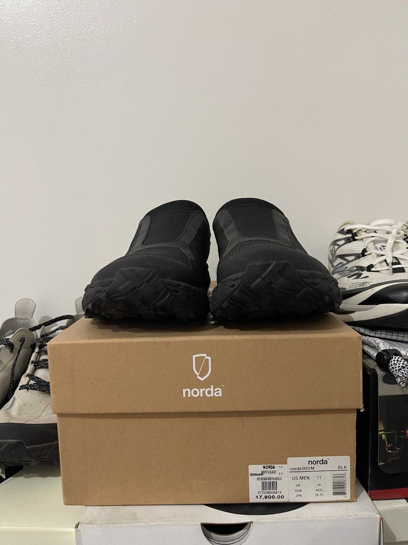 Norda 003 sz 11 (Category: Sneakers) located in Bacoor. Submitted by ecarando (Listing ID 1468684900, Image 3). Description: FOR SALE NORDA 003 triple black Bought from commonwealth Used casually, Fits small SZ 11 COMPLETE W BOX AND BAG PAY VIA GCASH BPI MAYA PICK UP AT LANDERS ARCA SOUTH OR SHIP/ LALAMOVE YOU HANDLE THE FEES .