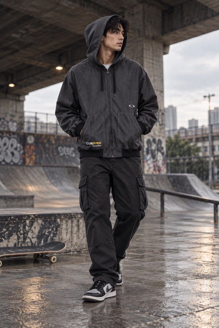 OAKLEY ENHANCE DURABILITY JACKET (Category: Coats, Jackets and Outerwear) located in Cabuyao City. Submitted by pormanation-thrift-store (Listing ID 1468611530, Image 2). Description: OAKLEY ENHANCE DURABILITY JACKET Condition: LIKE NEW Color rate: 10/10 (PWEDE SA MASELAN) BEST FIT LARGE Dimes: 24”Wx28”L Issue: NONE‼️ Price: 2800.