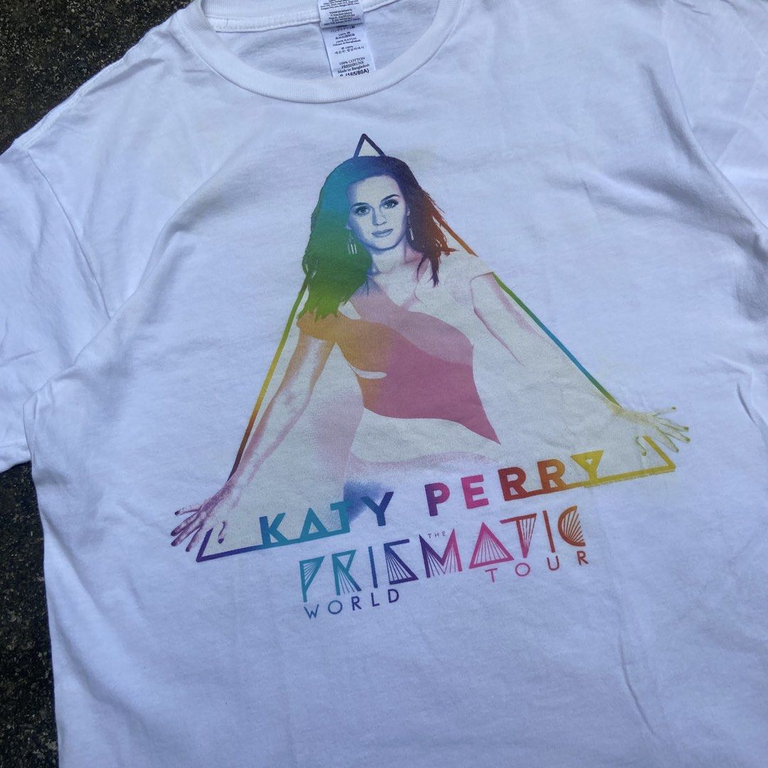 Official Katy Perry “The Prismatic World Tour” Tee (Category: Shirts) located in Angeles City. Submitted by eriellynnthrifts (Listing ID 1468630863, Image 3). Description: 19x25 S on tag Good Condition. See photo for details 350 Angeles City Pampanga.