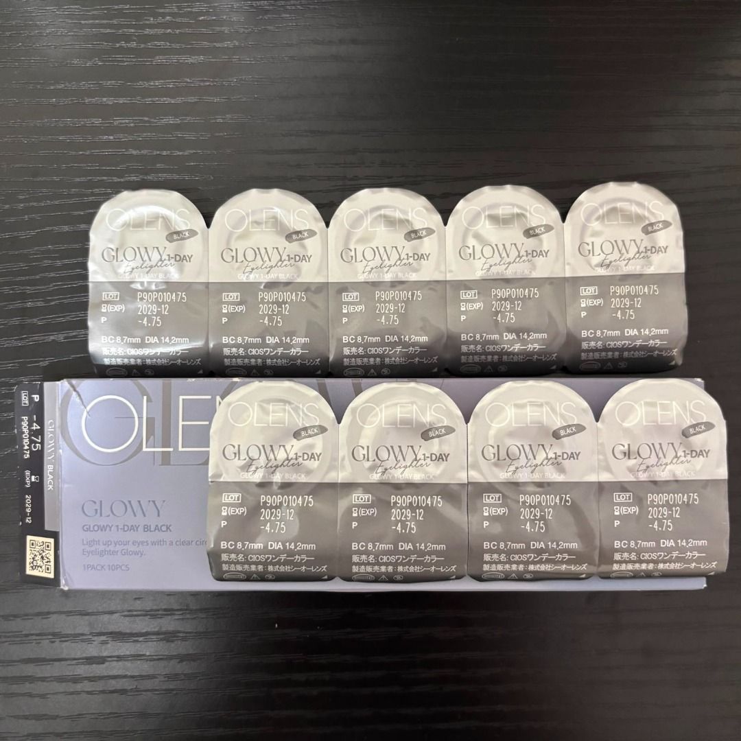 Olens Glowy Black 1 Day Lenses (Category: Vision Care) located in Manila. Submitted by kndsccart (Listing ID 1468619245, Image 3). Description: Available in -3.75 grade and -4.75 grade 9 pcs each grade g.dia: 13.1mm also selling by pair - ₱160 exp: 2029 mop: bpi or gcash mod: j&t or grab/lalamove shipping from manila.