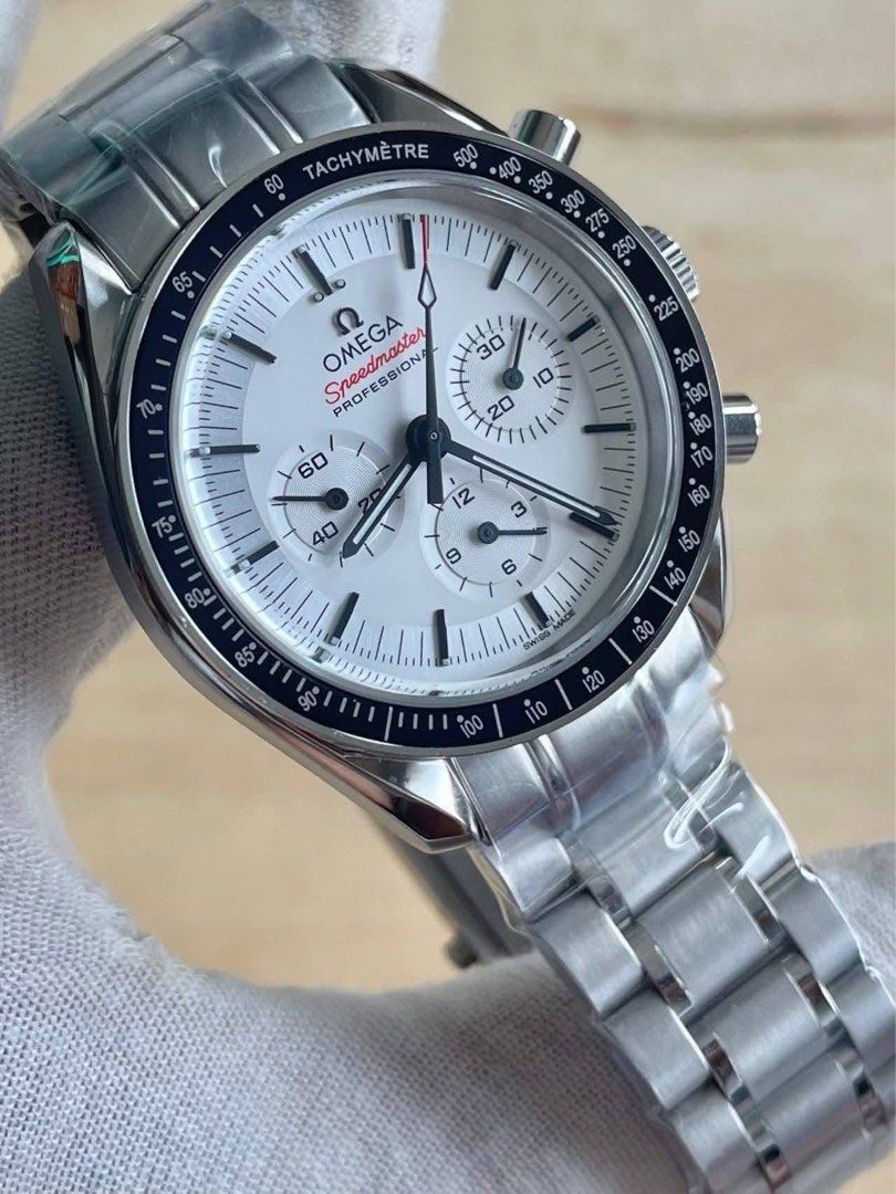 Omega Speedmaster Professional Chronograph (Category: Luxury Watches) located in Pasay City. Submitted by cristerdaniel (Listing ID 1468692077, Image 2). Description: - Authentic Omega Speedmaster Professional chronograph wristwatch - Multiple dial choices: Classic black, white with red accents, and special Snoopy edition - Durable stainless steel case paired with matching steel bracelet or textile strap - Iconic tachymeter bezel and functional m