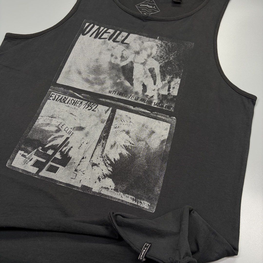 Oneill Tanktop (Category: Activewear) located in Cavite. Submitted by onebeancent (Listing ID 1468599580, Image 3). Description: Size: Medium Dimension: 19.5" Width 28" Length Color: Charcoal Grey Color Rate: 10/10 Issue: None Condition: Excellent Price: 400php Additional Shipping Fee (J&T Small Pouch) 75php Luzon 100php visayas 120php mindanao.