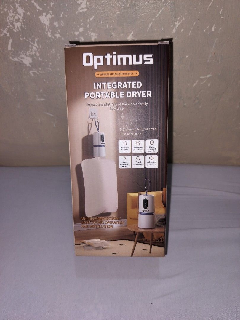Optimus Integrated Portable Dryer (Category: Washing Machines and Dryers) located in Pasay City. Submitted by onlineshop.ni.ron (Listing ID 1468504356, Image 1). Description: - Brand/Model: Compact Optimus Portable Clothes Dryer - Ideal for small spaces, dorms, apartments, and travel - No complex installation required - Built-in 240-minute timer with automatic shut-off - Lightweight body with a hot air drying function - Easy to use: pull out the 