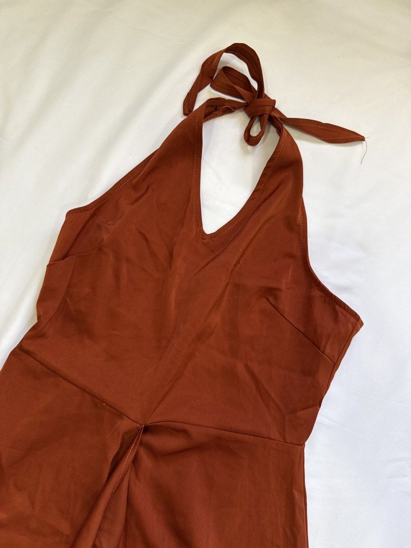 ORANGE HALTER DRESS (Category: Dresses) located in General Trias. Submitted by fellasunshine (Listing ID 1468649928, Image 3). Description: - rfs decluttering - no flaws - personal item.