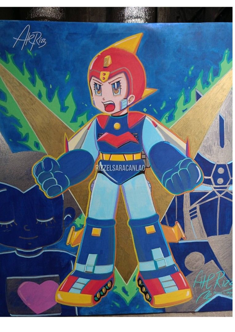 Astro V Artwork Canvas (Category: Art & Prints) located in Manila. Submitted by aterizz (Listing ID 1468570132, Image 3). Description: Original hand-painted canvas Medium: Acrylic Paint on Canvas 50x50cm Artist: Signed by Rizzel Saracanlao Art toy figure/ not included.