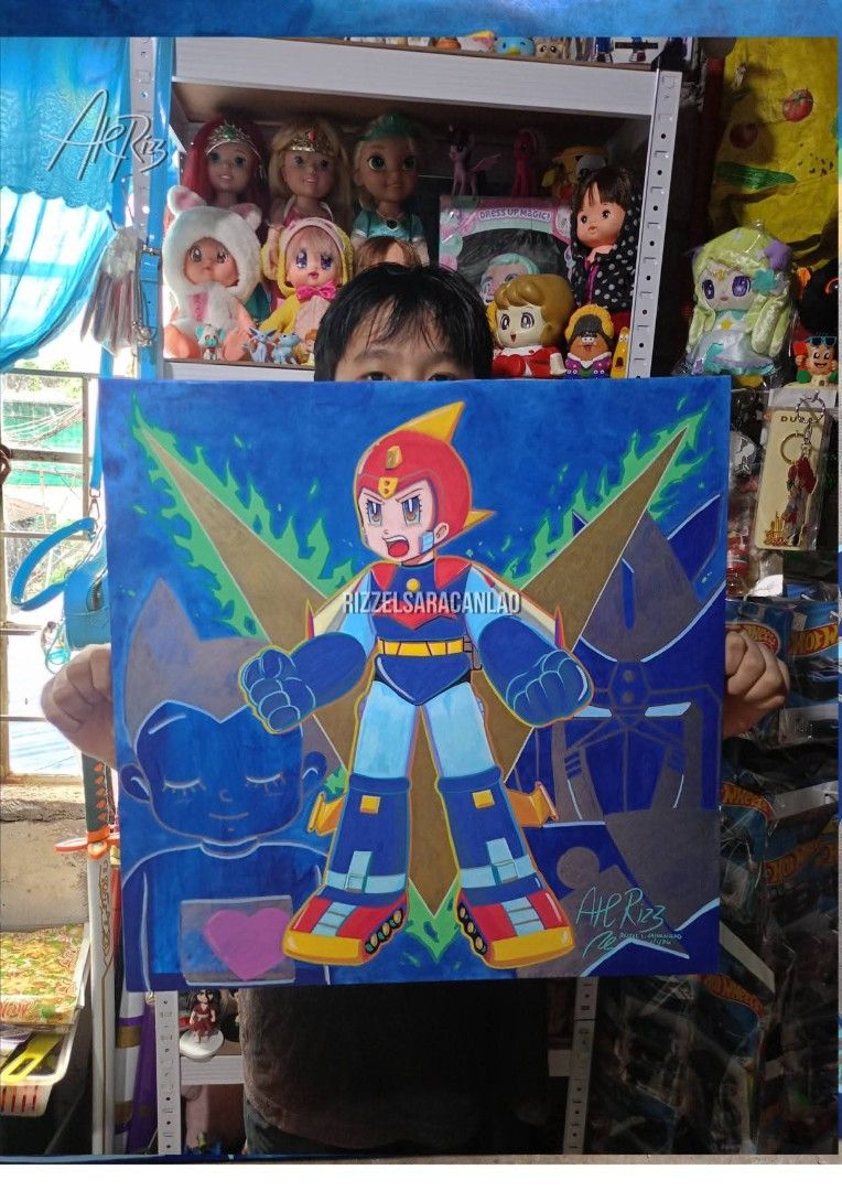 Astro V Artwork Canvas (Category: Art & Prints) located in Manila. Submitted by aterizz (Listing ID 1468570132, Image 2). Description: Original hand-painted canvas Medium: Acrylic Paint on Canvas 50x50cm Artist: Signed by Rizzel Saracanlao Art toy figure/ not included.