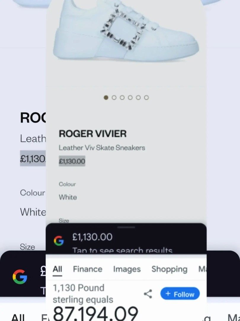 Original Roger Vivier (Category: Shoulder Bags) located in Cabuyao City. Submitted by secondhand.shop.ph (Listing ID 1468546428, Image 3). Description: SALE‼️DIRECT MESSAGE ME‼️FIRST TO PAY Original Roger Vivier Almost New Condition Viv Skate Sneakers Crystal buckle detail Size 36 Pure genuine leather.