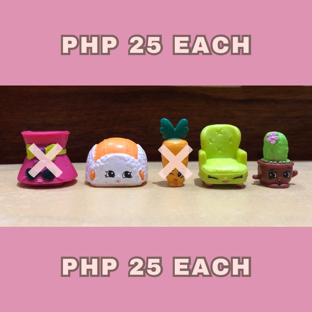 Original Shopkins 1 (Category: Kids Toys) located in Bulacan. Submitted by lovee.mae (Listing ID 1467713854, Image 1). Description: ^^ prices are for each piece ^^ marked X are sold what you see is what you get !! 💗 preloved / secondhand / used available for layaway (installment) payment: gcash / gotyme / maya shipping: spx express (starts at ₱45) message me for more details 💋.