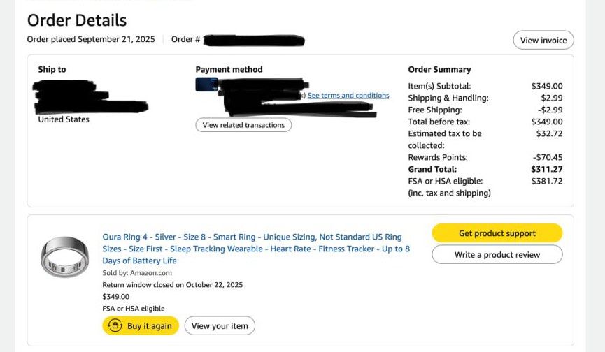 Oura Ring 4 Silver Size 8 (Category: Wearables & Smart Watches) located in Makati City. Submitted by thanku_next (Listing ID 1468584801, Image 2). Description: - Item: Oura Ring 4 - Color: Silver - Size: 8 - Condition: ring unused, no box - Source: Purchased from Amazon - Reason for selling: Ordered the wrong size - Features: Tracks sleep, heart rate, and fitness; works with the official Oura app.