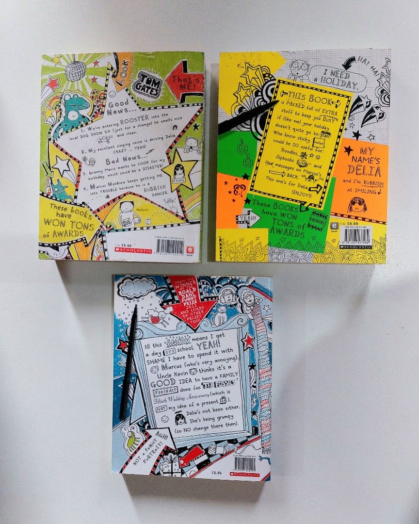 P150 each | Tom Gates Book Bundle by Liz Pichon (Category: Storybooks) located in Tanauan. Submitted by solanareads (Listing ID 1468538448, Image 2). Description: 📚 major bookshelf clean out / clearance sale ~ — RFS: decluttering my bookshelves and switching to digital books — MOP: Gcash | fast shipping *feel free to send a message if you wish to negotiate the price :).