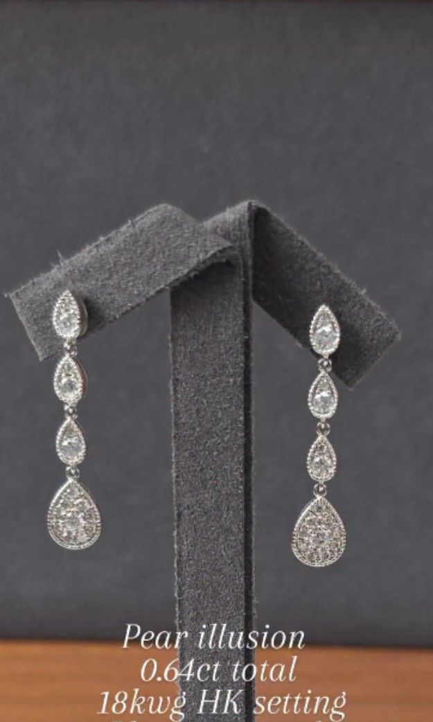 Pear illusion drop earrings (Category: Earrings) located in Malolos. Submitted by keenhorse_ef38ab (Listing ID 1468578112, Image 1). Description: .64carat diamond 18karat gold SHIPPING VIA LBC MEETUP/SAME DAY DELIVERY WITHIN METRO MANILA.